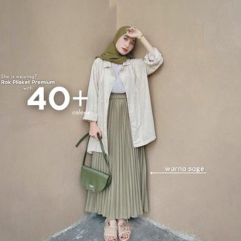 TERLARIS Rok Plisket Premium Jumbo / Rok plisket rempel panjang/rok plisket premium polos panjang/ r