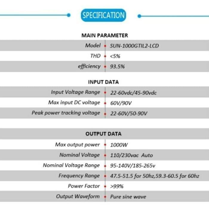 Sun Grid Tie Inverter 1000watt with limiter