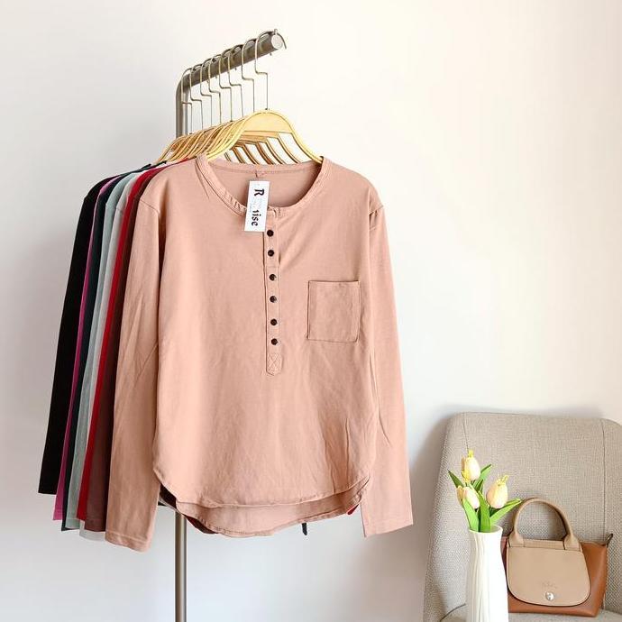 zamakarangjaya - atasan oblong basic rayon ramise - kaos lengan panjang busui friendly - baju oval k