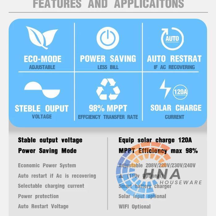 Inverter low frequency hybrid 5000watt 5kw 48V with MPPT 60A PLTS UPS