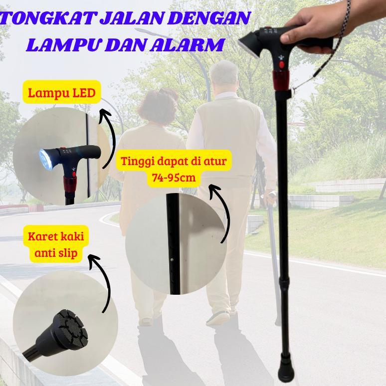 Tongkat Jalan Orang Tua/lansia Dengan Lampu Dan Alarm