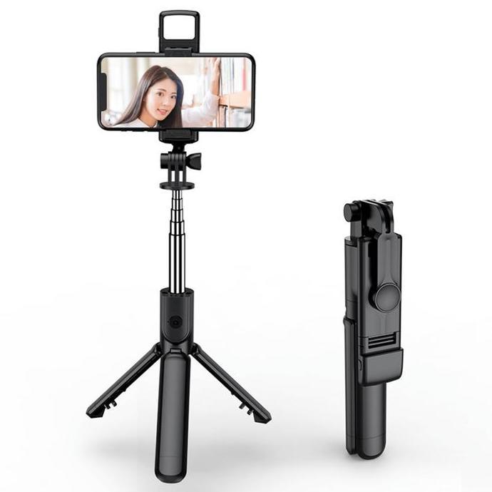 Tongsis Bluetooth LED Flash Portable Selfie+Tripod HP+Remote Control 4