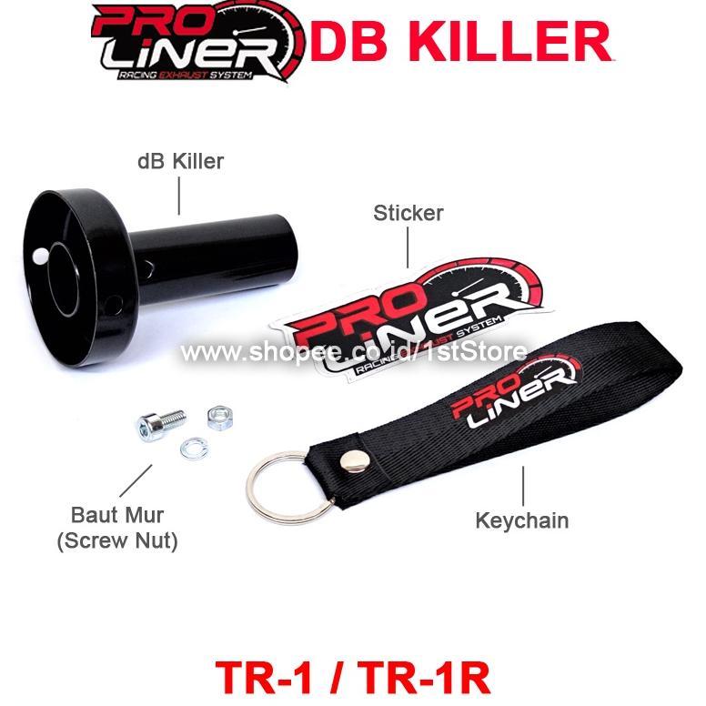 HOT DEALS DB KILLER KNALPOT PROLINER TR1 TR1R ORIGINAL + BAUT MUR STICKER KEYCHAIN PEREDAM SUARA ANT