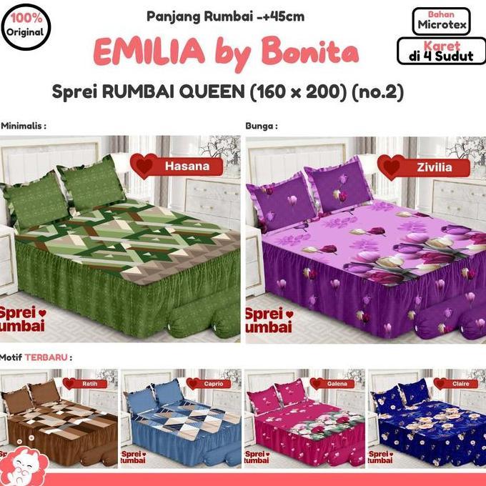 Sprei Rumbai Queen (160 X 200) (No.2) Emilia By Bonita Premium