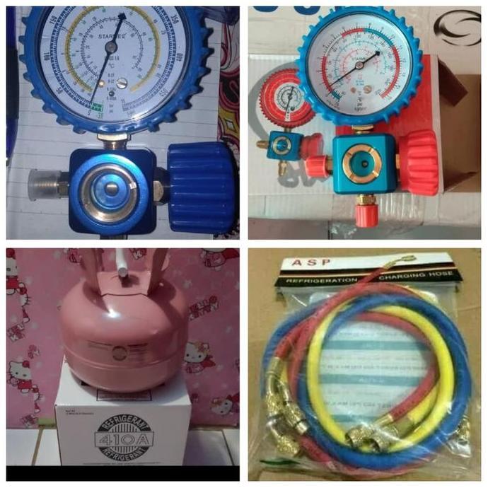 Paket Isi Freon R410 2.8Kg Segel Tabung Kecil Manifold Sightglass R410