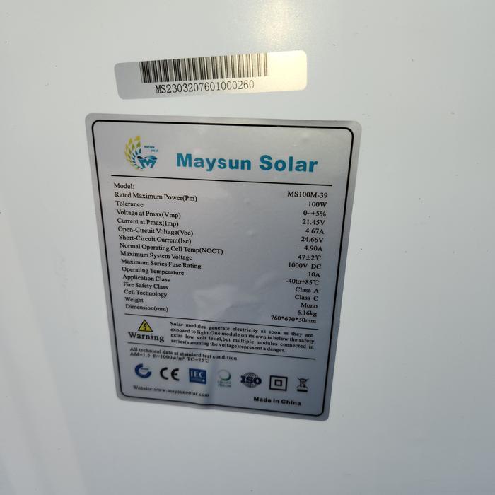 maysun solar panel 100wp