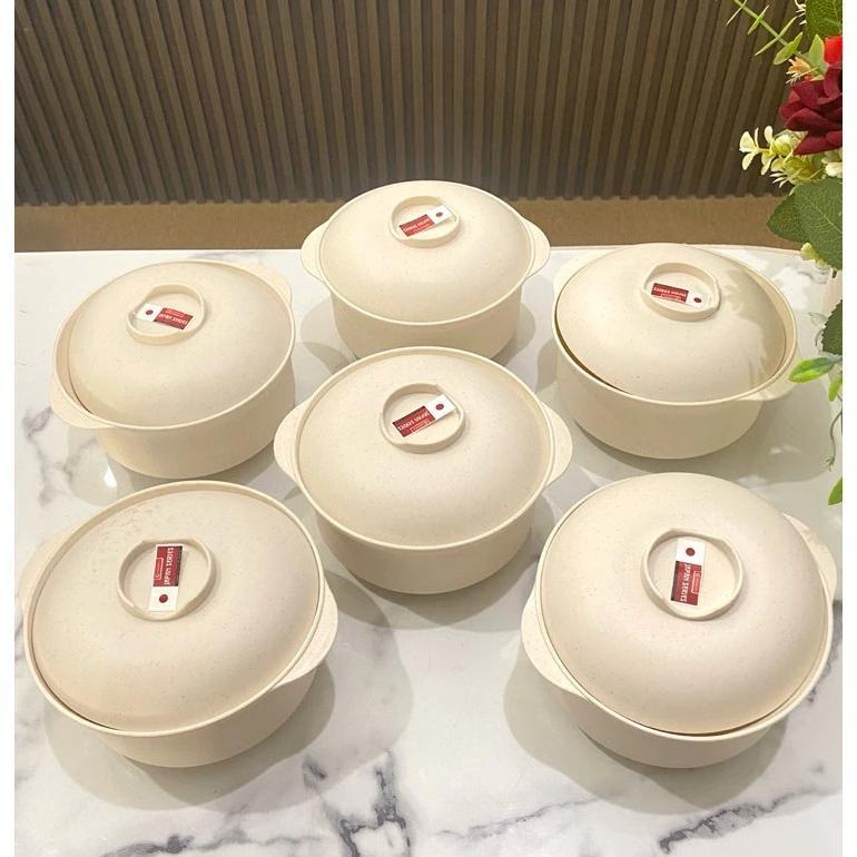 3 - 6 Pcs Mangkok Ramen Tutup Putih Mangkok Ramen Clioplast Mangkok + Tutup