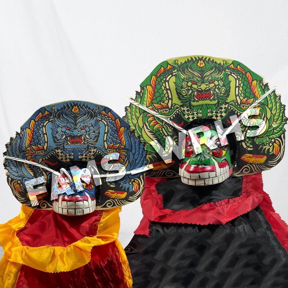 Barongan Anak Ukuran Tanggung Barongan Spons Devil Barongan Biru Dan Hijau Barongan Murah Fm -15