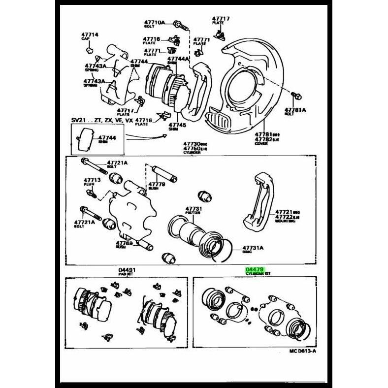 DISKON KARET SEAL KALIPER REM DEPAN CORONA ST171 04479-32XNX ORI 