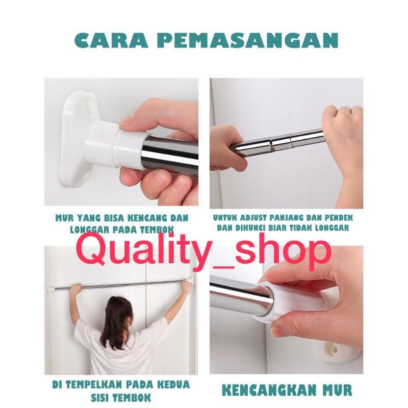 Tiang Tirai Flexible/ Tiang Fleksibel Gorden /Tiang Pintu/ Tiang Kolong Dapur/Tiang Stainles /Tongka