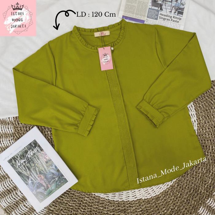 Bisa Cod - Imj Shakilla Lilac Blouse Premium Baju Atasan Wanita Lengan Panjang All Size Fit To Xxl