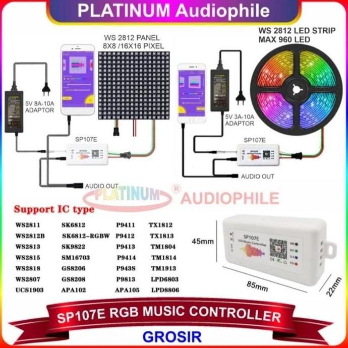 SP107E Music Bluetooth RGB Controller SP107E LED WS2812, SK6812 SP107E