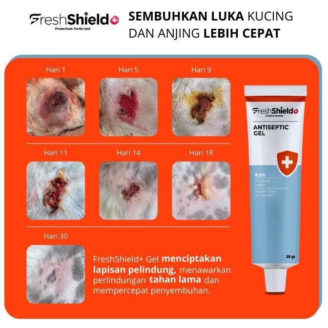 freshshield+ gel antiseptik luka untuk kucing & anjing -8,5% povidone-iodine 20g obat abses