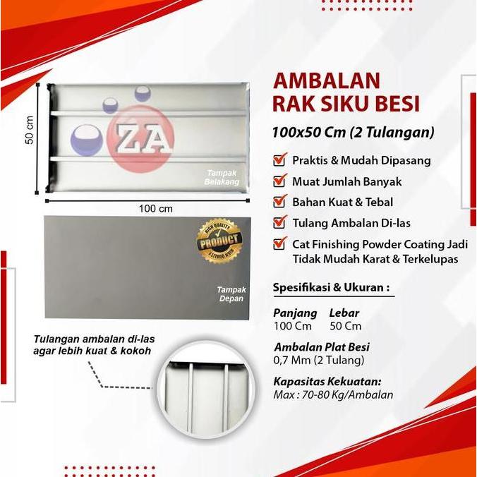 Ambalan Rak Besi Siku Lubang 100 X 50Cm Baru