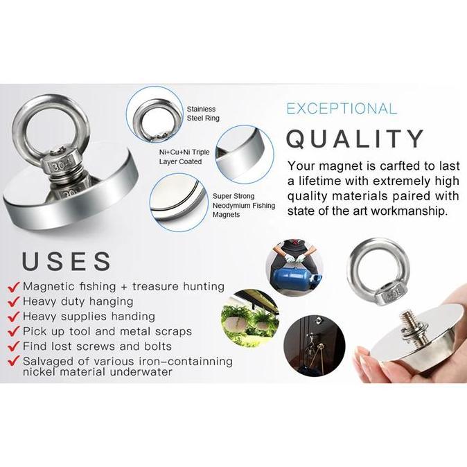 Magnet Hook Strong Neodymium Gantungan Round Fishing Magnetic Hook Magnet Gantungan Round Hook Stron