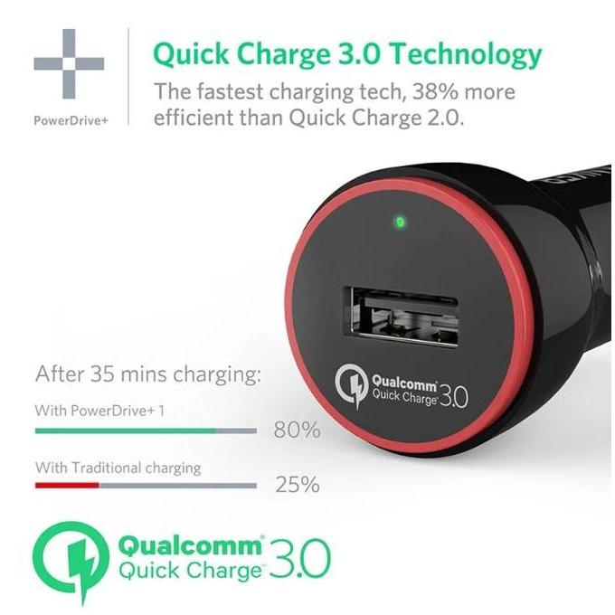 Anker PowerDrive Plus 1 USB Car Charger QC 3.0 Quick Charge mobil BEST QUALITY