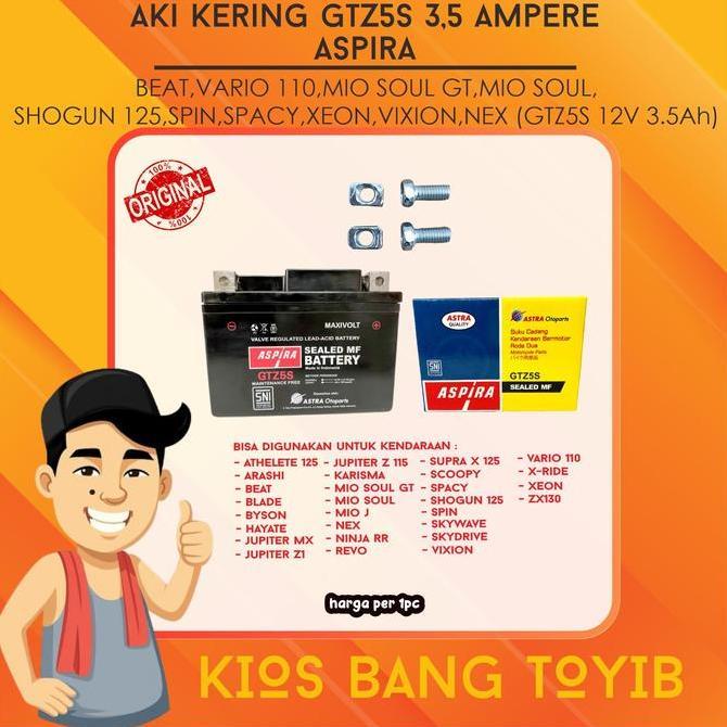 Promo Aki Motor Kering Aspira ORI Supra Mio Beat Scoopy  Satria FU 150 Vario 125 Vario 150 PCX Disko