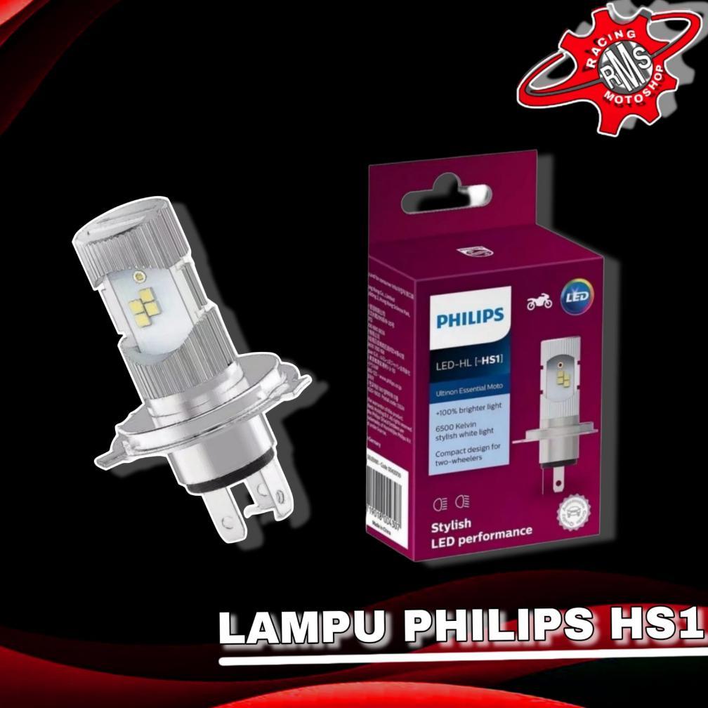 BOHLAM LAMPU DEPAN MOTOR LED HS1 H4 12V KAKI 3 PUTIH PHILIPS Ultinon Essential LED ( HS1 ) DC 6500K 