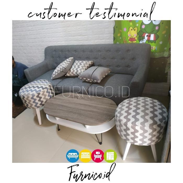 sofa 3 seater scandinavian retro kaki kayu asli HERA