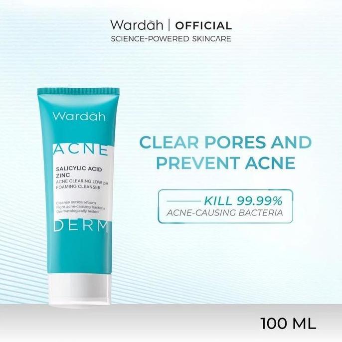 Wardah Acne Salicylic Acid Zinc Foaming Cleanser 100ml - Sabun Muka Untuk Pertahanan Acid Mantle