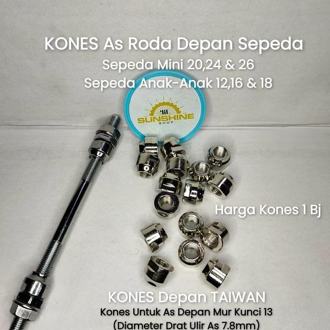 Kones As Kecil Untuk Hub Roda Depan Sepeda Anak BMX Sepeda Mini Dewasa Mur Kunci 13