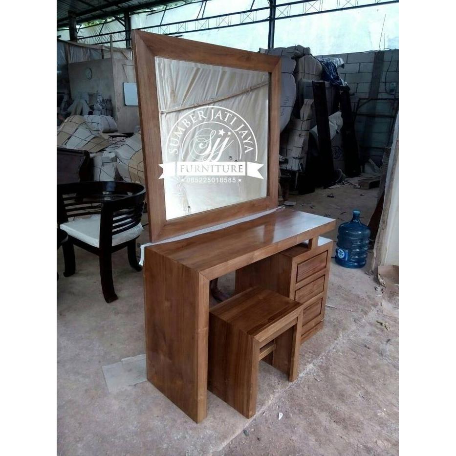 meja rias minimalis jati, tolet jati, meja minimalis