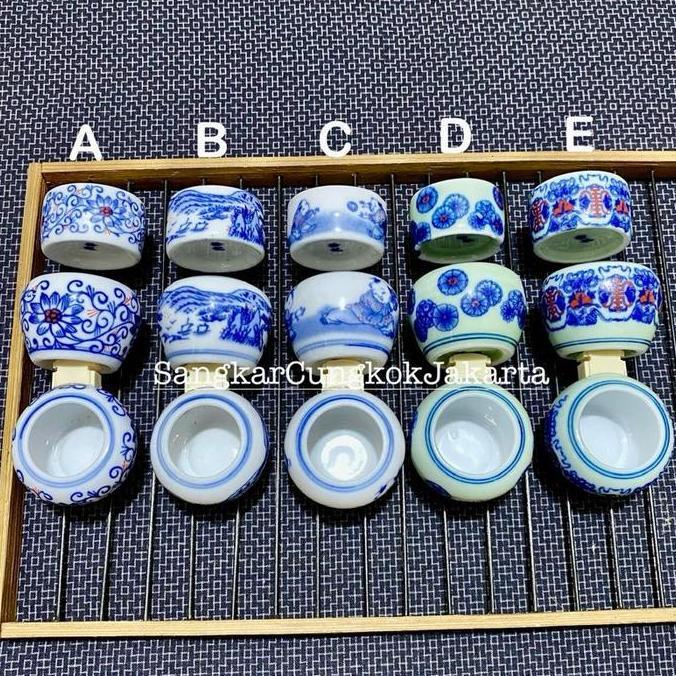 NEW - Cepuk Keramik Lukis Burung Sedang Tieumi Kenari Ciblek Ori Cungkok Set 3pcs