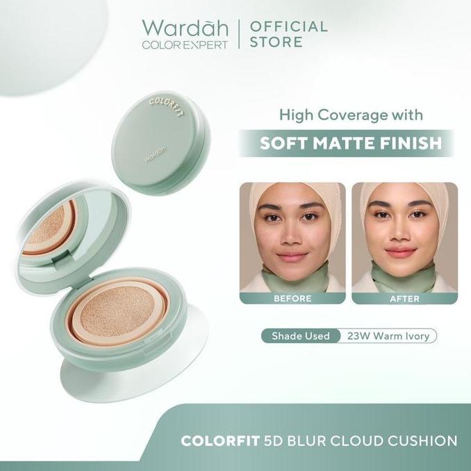 TERLARIS - Wardah Colorfit 5D Blur Cloud Cushion Matte Finish dengan SPF 50 PA+, Nano-Hyaluron, dan 