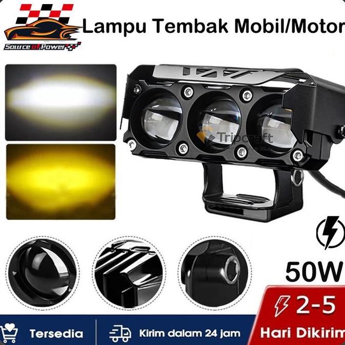 EIRDJA Car LAMPU TEMBAK LASER LAMPU TEMBAK SQL 3 Mata SUPER BRIGHT 50 WATT LAMPU PutihKuning TEMBAK 