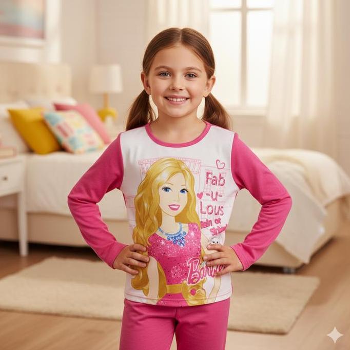 SOJEHBOW LNR Shop Setelan Barbie Lengan Panjang Pajamas Piyama Baju Tidur Bahan Katun Tebal Full Bul