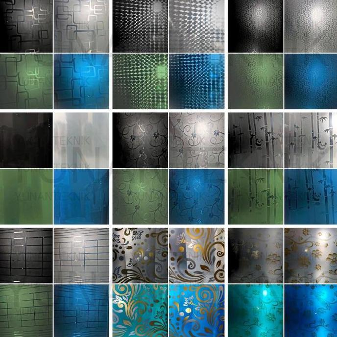 Fiber Penutup Pagar Motif Harga Meteran / 1 Meter (Bambu Panda/Dimensi/Kotak/Garis/Koi Arwana/Tulip/