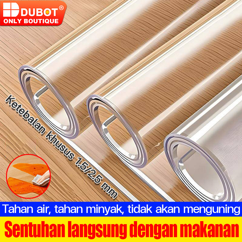 Dubot Transparan Tebal Plastik Taplak Meja Diy Potong Mudah Dibersihkan Waterproof Anti Minyak & Air