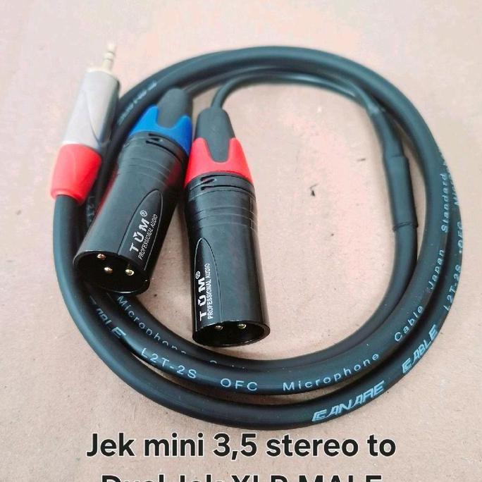 KOQOZIE Kabel Jek hp leptop ke mixer jek 3,5 stereo to Dual Jek xlr MALE TUM audio profesional