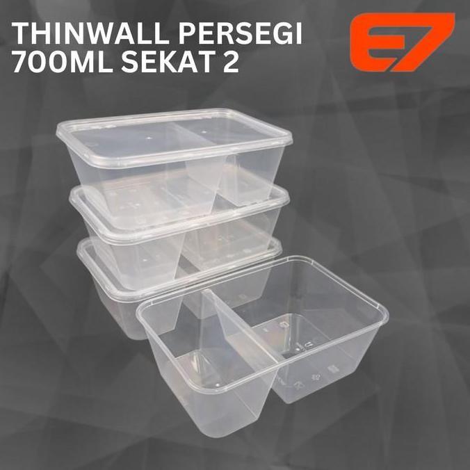 Lunch Box Plastik Thinwall Persegi Sekat 2 700ml