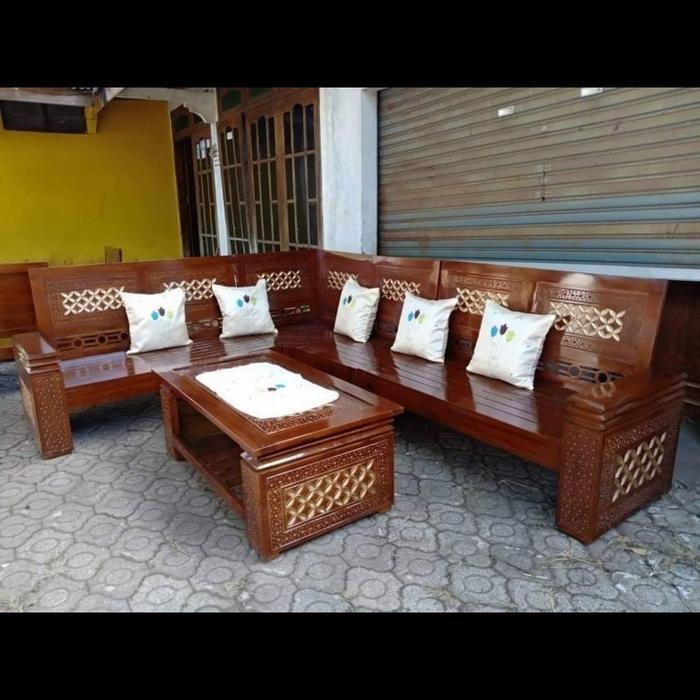 set kursi tamu kayu jati minimalis asli