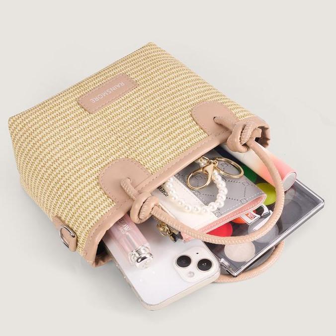 RAINSMORE - Tas Anyaman Rotan untuk Wanita, Model Selempang dan Tas Tangan Kotak Kecil yang Stylish 