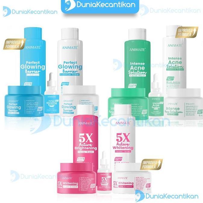 BEBAS ONGKIR - ANIMATE PAKET SKINCARE 5 IN 1 Instant Whitening //  Glowing Barrier Skin Repair // Ac