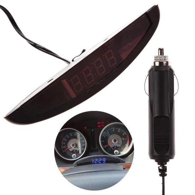 Termometer Voltmeter Jam Mobil Digital LED / Jam termometer layar Digital LED mobil 2In1