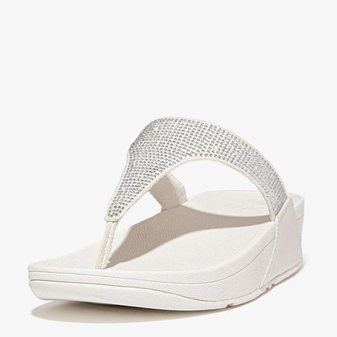 Ready Fitflop Lulu Crystalembelished Toe-Post EC5-477 Sandal Wanita Ori-Crm