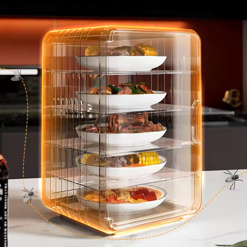 Hana Tudung Saji Makanan Estetik 4 Susun/Tudung Saji Rak Makanan/Tudung Saji Rak Makan Akrilik