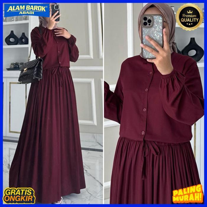 New Aurelia Dress By Zalfa Outfit / Gamis Polos / Dress Polos / Gamis Rayon