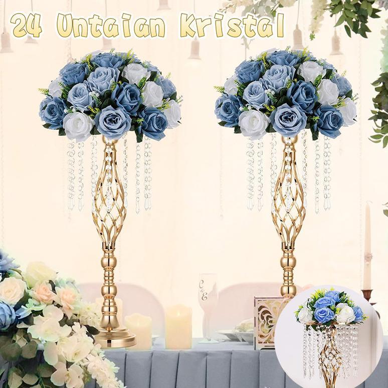WARSIHLAPAK COD 24 GANTUNGAN KRISTAL VAS BUNGA PERNIKAHAN GOLD MERMAID CENTERPIECE CRYSTAL STAND KAN