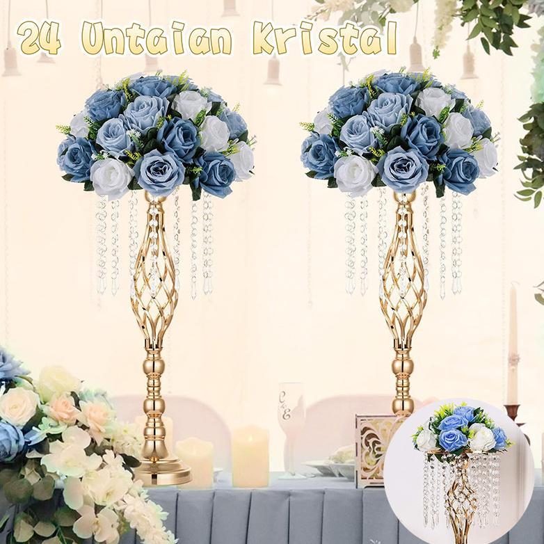 ZEVRACOLLECT COD 24 GANTUNGAN KRISTAL VAS BUNGA PERNIKAHAN GOLD MERMAID CENTERPIECE CRYSTAL STAND KA