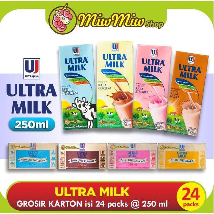 ULTRA MILK (Susu UHT Ultrajaya) 250 ml GROSIR Karton isi 24 Pack