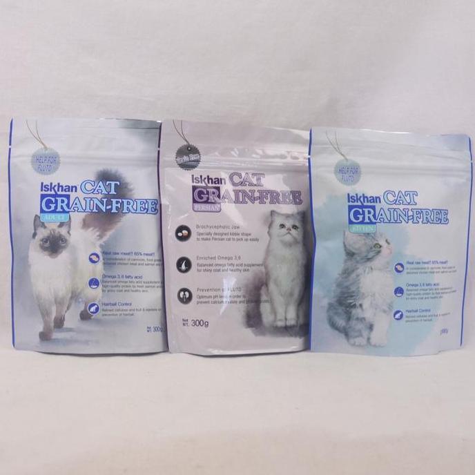 iskhan makanan kucing cat food grain free kitten 300g
