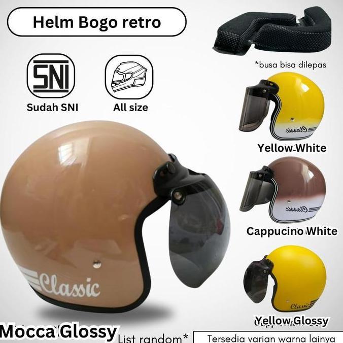 Helm Bogo Dewasa Classic Full Leher Mixed Color Hijab Pria Dan Wanita Warna Terkini Motorcycle Seped