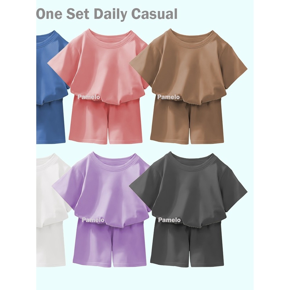 NUNA JAGIYA Pamelo.id Setelan Anak Polos Size 4-10 Th Soft Combed One Set Anak Polos Combed