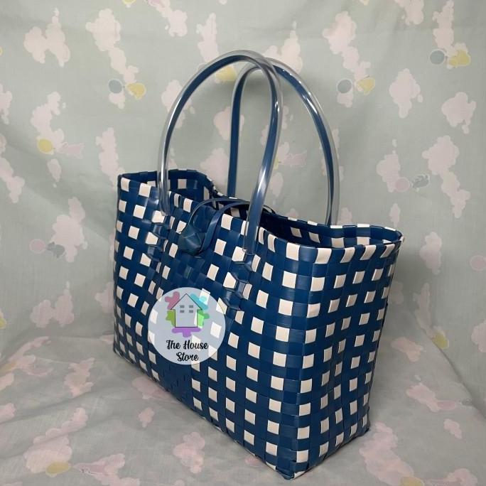 TAS / KERANJANG BELANJA PASAR ANYAMAN PLASTIK UKURAN MINI BERKANCING