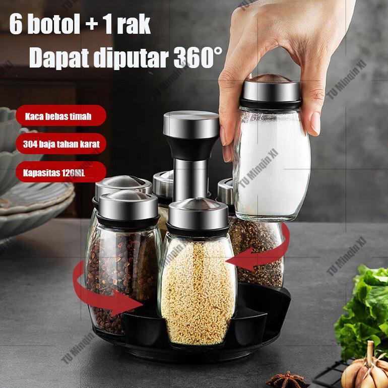 Rempah Rempah Bumbu Set Tempat Botol Bumbu 7in1 Rak Bumbu Putar Tempat Bumbu Putar Tempat Bumbu Bumb