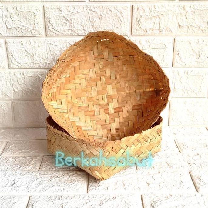 Besek bambu 18x18 sepasang murah - Besek kotak wadah nasi box hampers